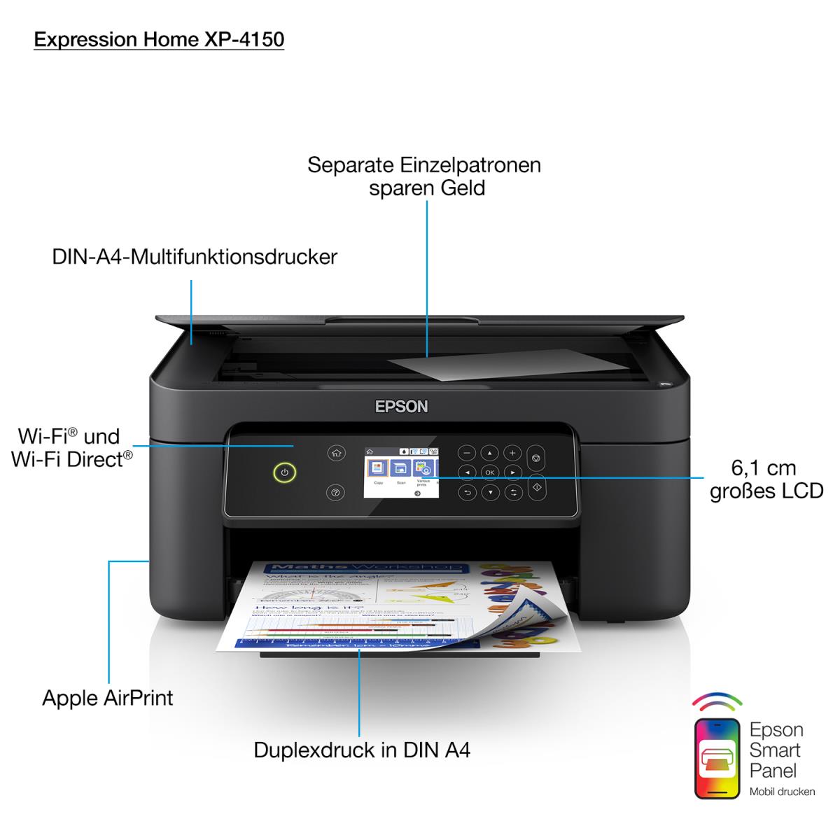 Expression Home Xp-4150 - Flexible Multifuction Printer - Inkjet - A4 - Wi-Fi / USB Black