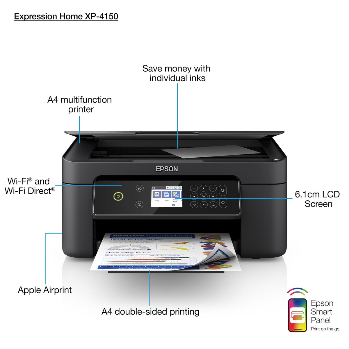 Expression Home Xp-4150 - Flexible Multifuction Printer - Inkjet - A4 - Wi-Fi / USB Black