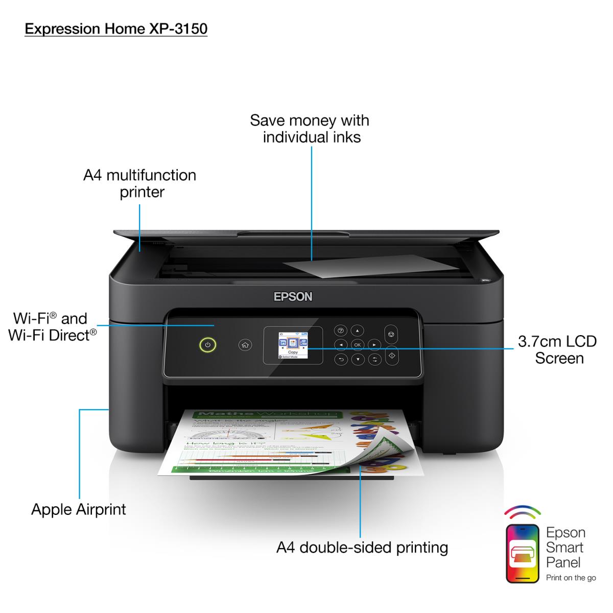 Expression Home Xp-3150 - Flexible Multifuction Printer - Inkjet - A4 - Wi-Fi / USB