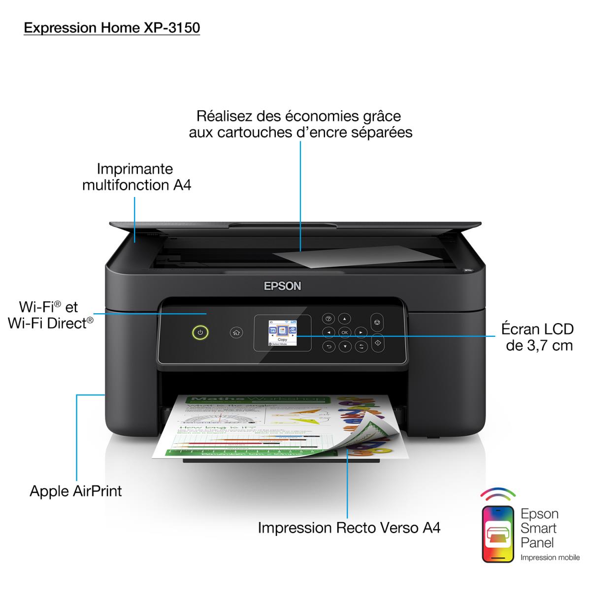 Expression Home Xp-3150 - Flexible Multifuction Printer - Inkjet - A4 - Wi-Fi / USB
