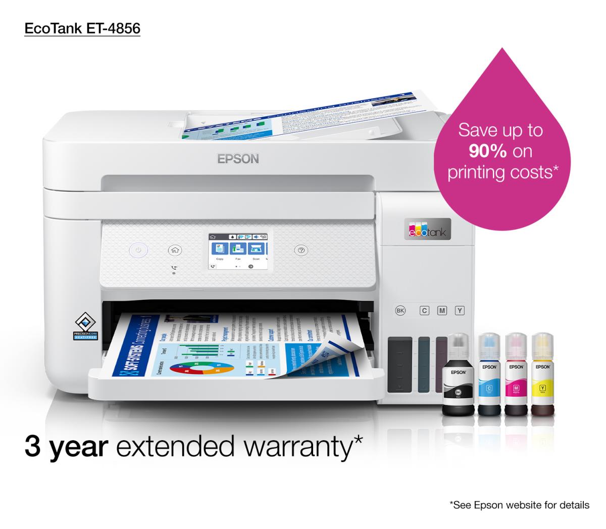 Ecotank Pro  Et-4856 - Color All-in-one Printer - Inkjet - A4 - USB / Wi-Fi / Ethernet