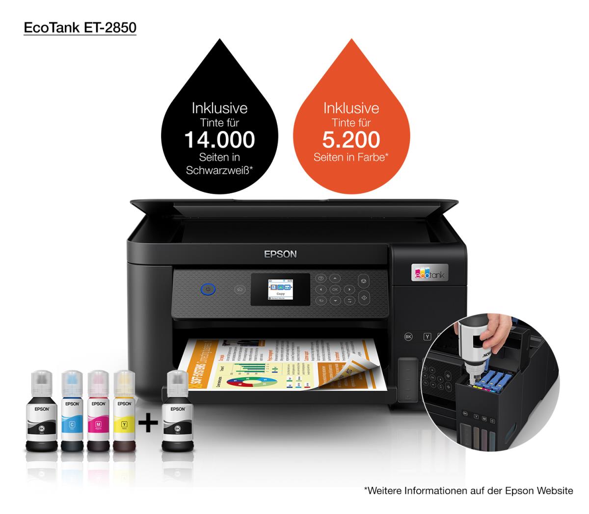 Ecotank Et-2850 - Color All-in-one Printer - Inkjet - A4 - Wi-Fi/ USB