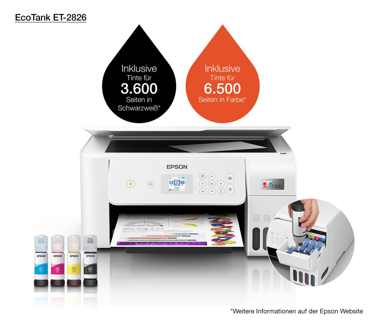 Ecotank Et-2826 - Color All-in-one Printer - Inkjet - A4 - Wi-Fi/ USB