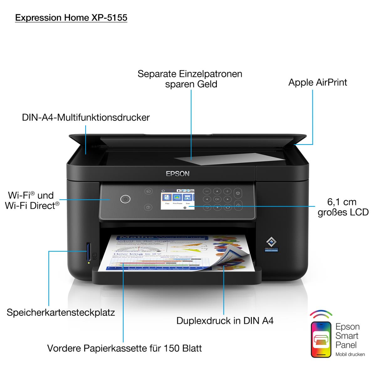 Expression Home Xp-5155 - All-in-one Printer - Inkjet - A4 - USB / Wi-Fi