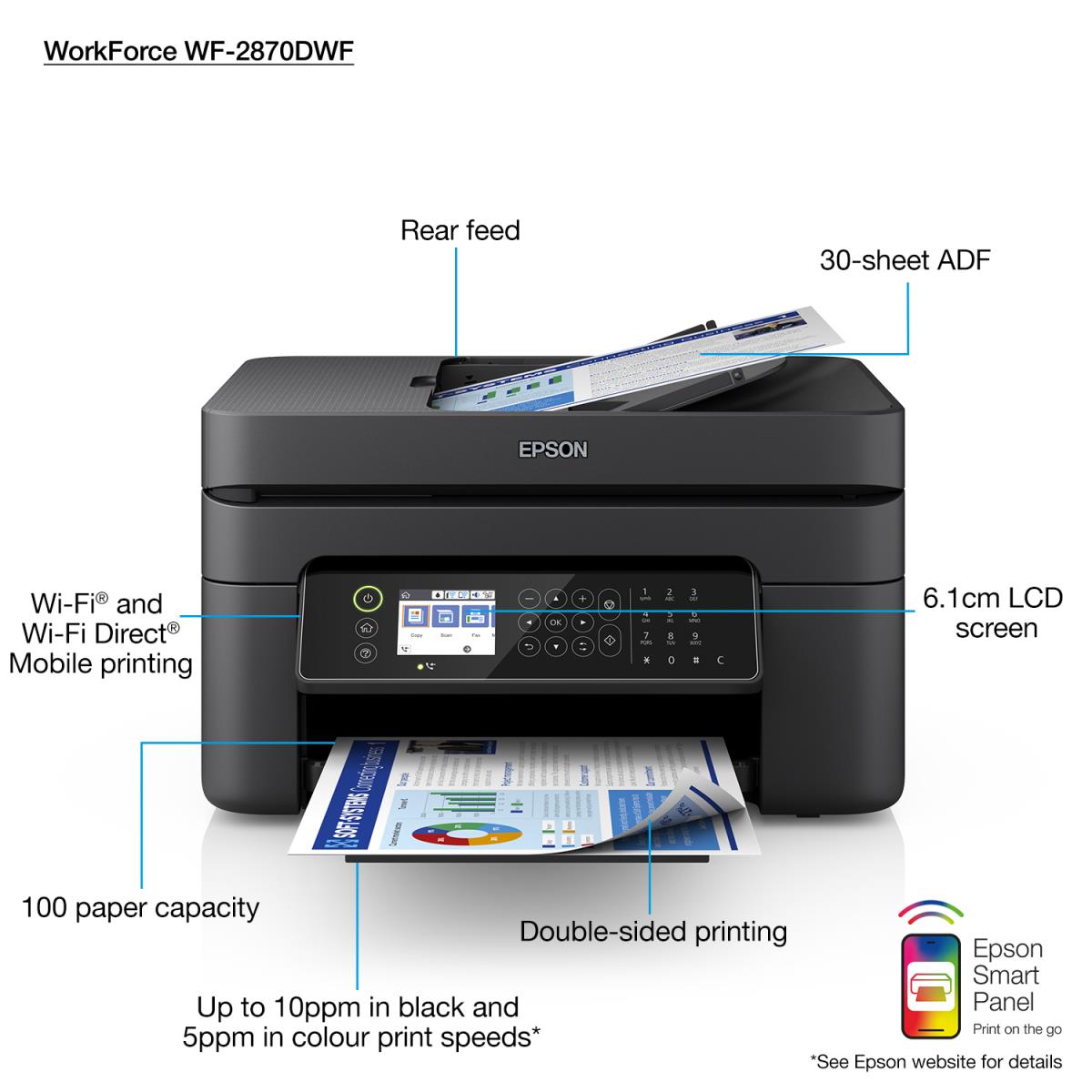 Workforce Wf-2870dwf - Color Multifunction Printer - Inkjet - A4 - Wi-Fi/ USB/ Ethernet