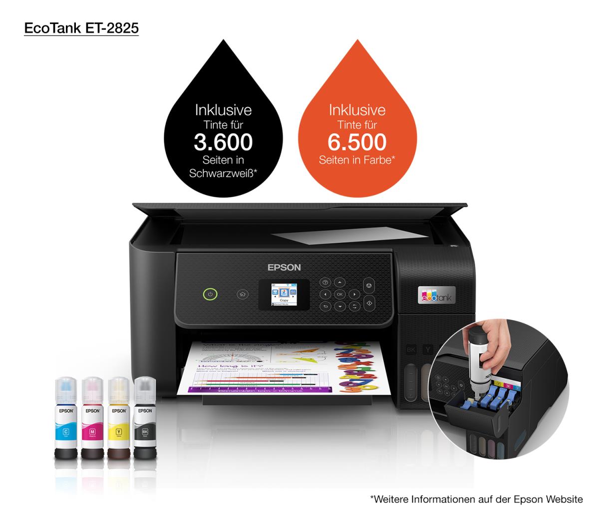 Ecotank Et-2825 - Color All-in-one Printer - Inkjet - A4 - Wi-Fi/ USB