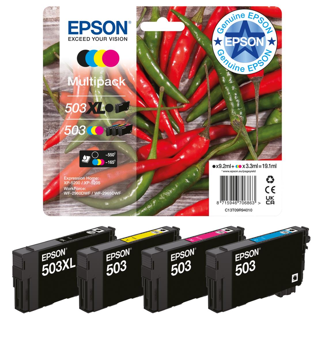 Ink Cartridge - 503 Xl - Cyan / Magenta / Yellow / Black (c13t09r94010)