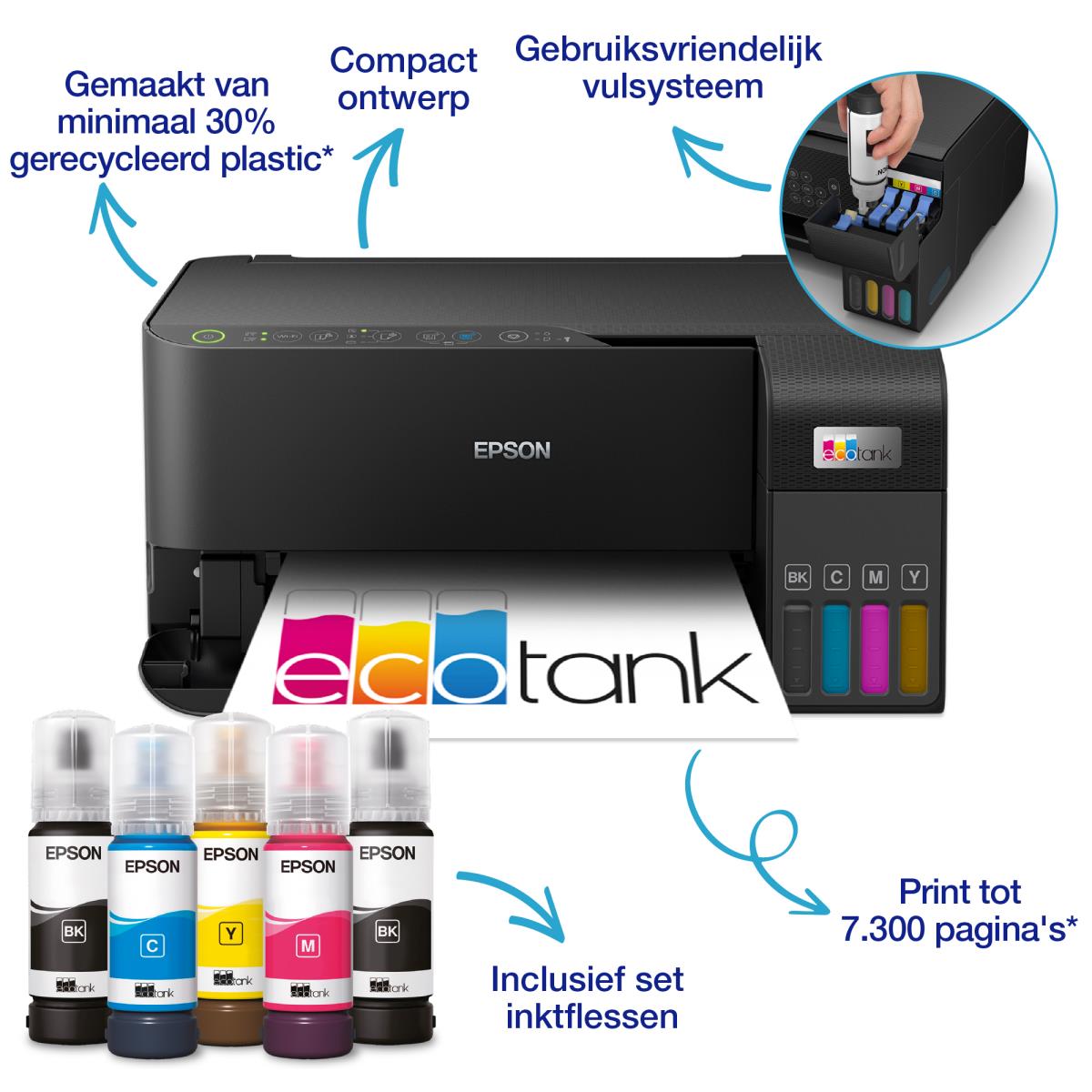 Ecotank Et-2830 - Color All-in-one Printer - Inkjet - A4 - USB