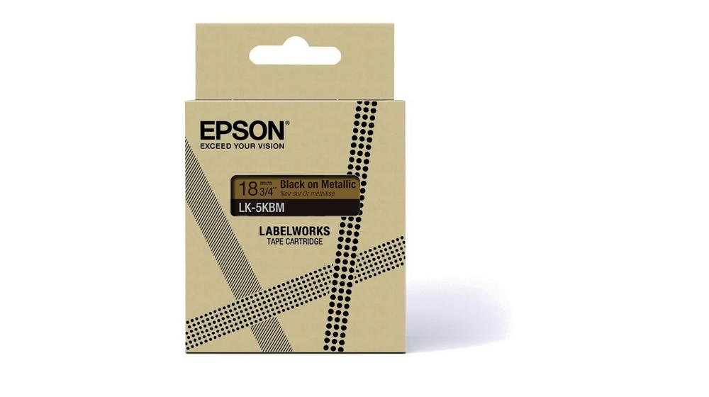 Tape Cartridge - Lk-5sbm - 18mm - Metallic Silver/black