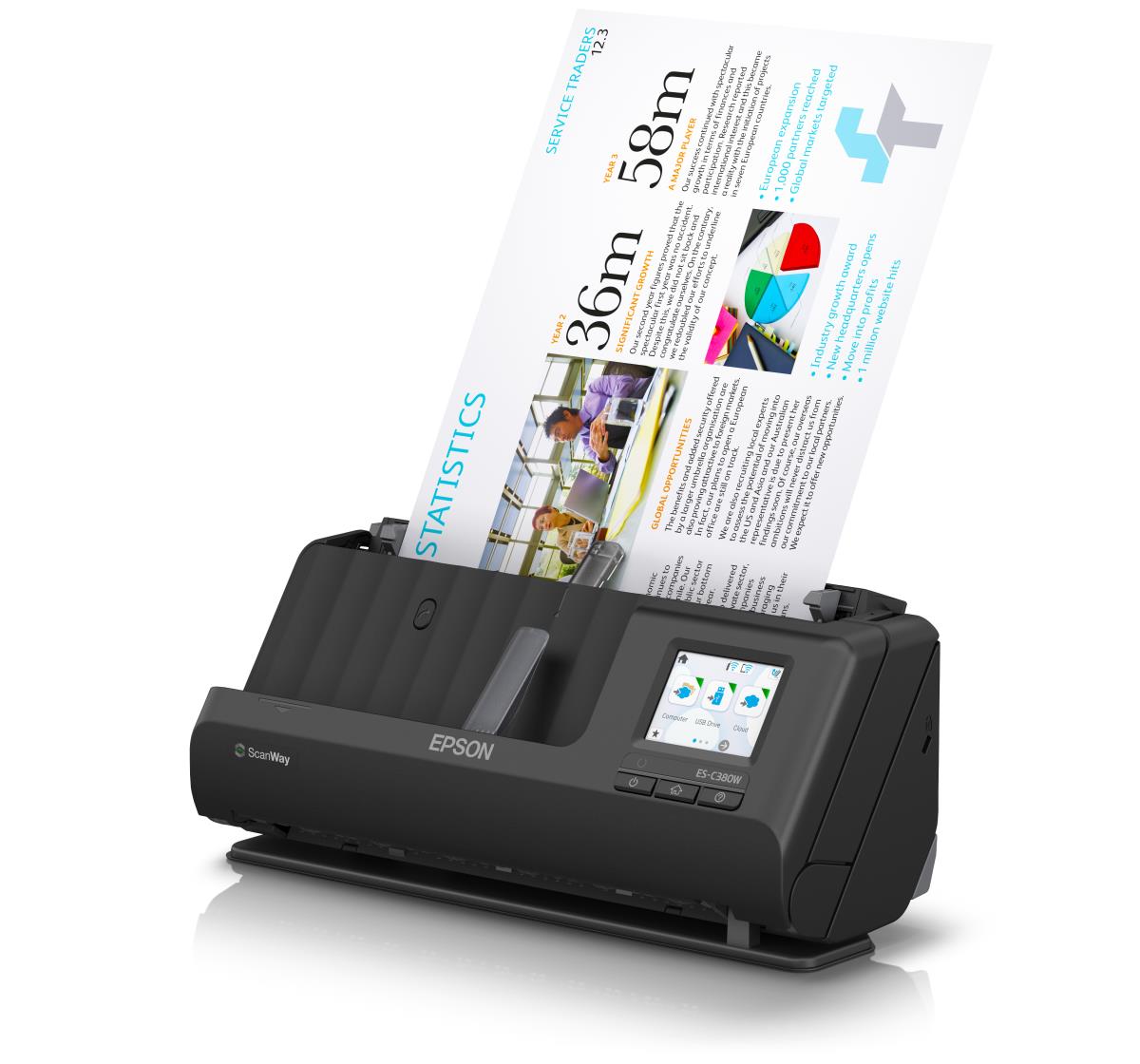 Workforce Es-c380w - Compact Desktop Document Scanner - A4 - 600 Dpi - USB 3.0/ Wi-Fi
