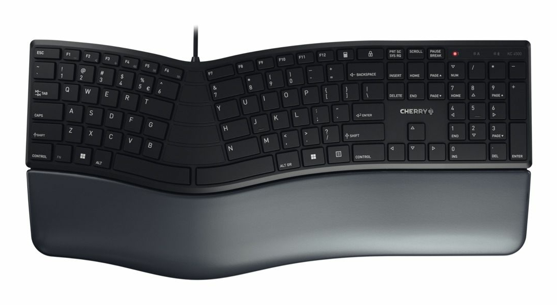 KC 4500 ERGO Keyboard - Corded USB - Black - Azerty Belgian