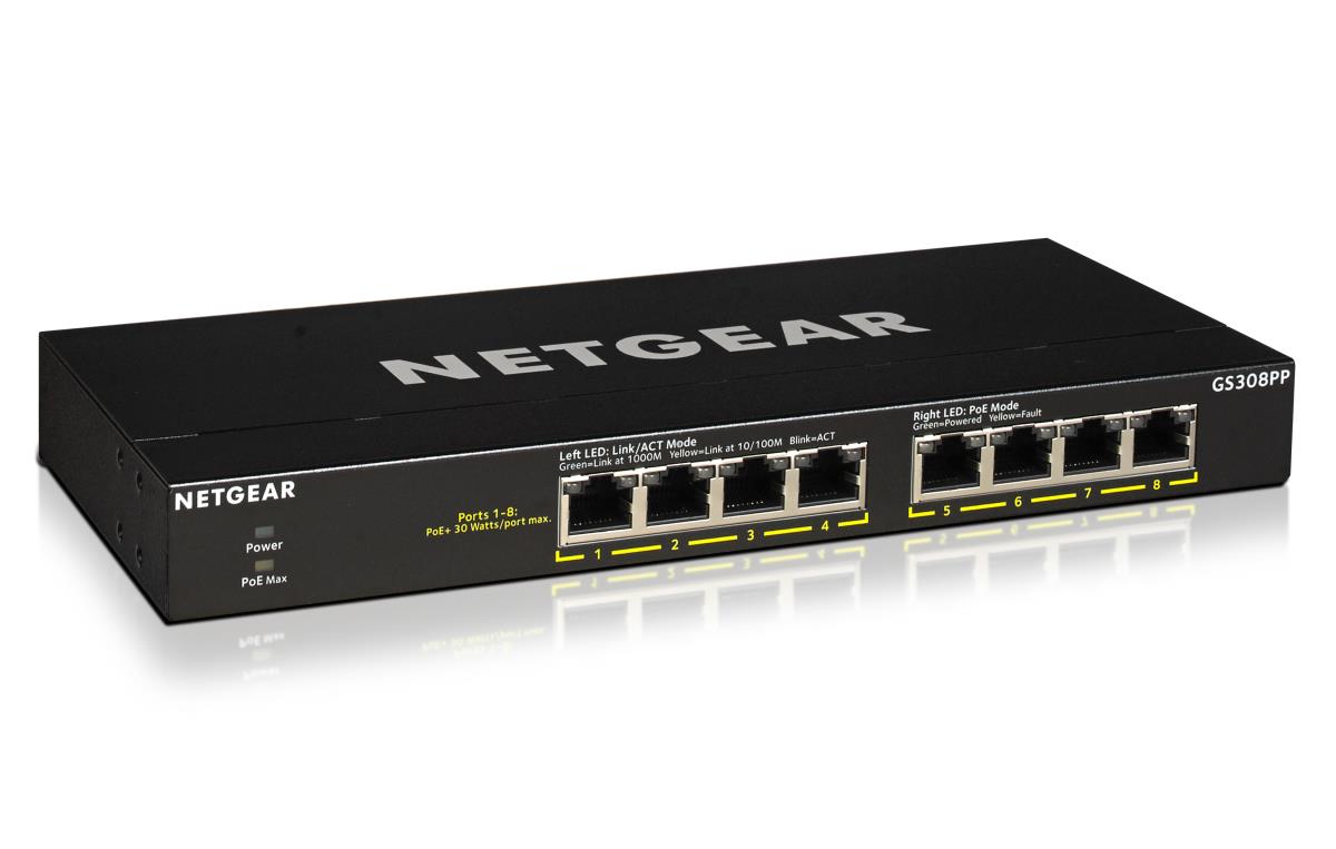 Unmanaged Essentials Switch PoE+ GS308PP - 8-Port GbE (83W)