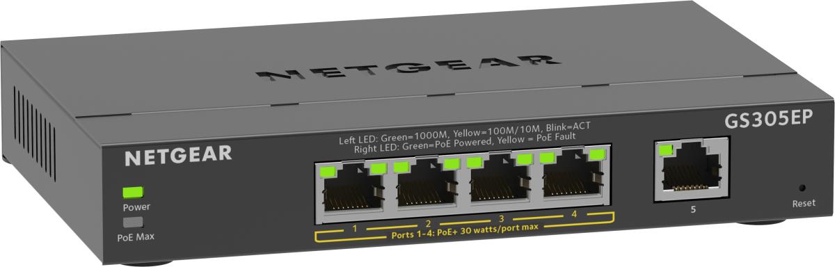 Managed Easy Smart Essentials Switch PoE+ GS305EP - 5-Port GbE