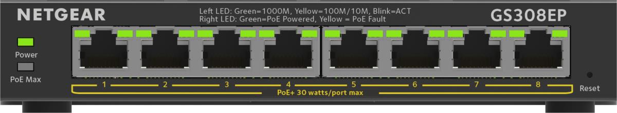 Managed Easy Smart Essentials Switch PoE+ GS308EP - 8-Port GbE (62W)