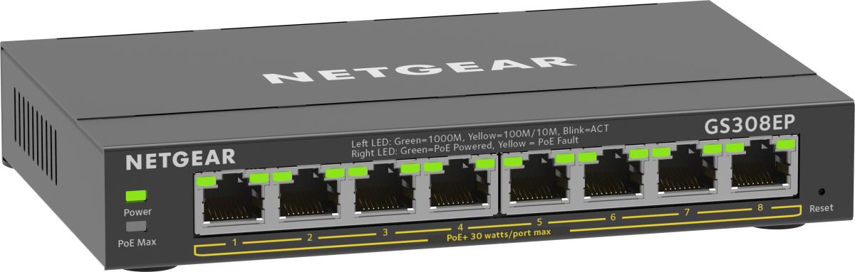 Managed Easy Smart Essentials Switch PoE+ GS308EP - 8-Port GbE (62W)