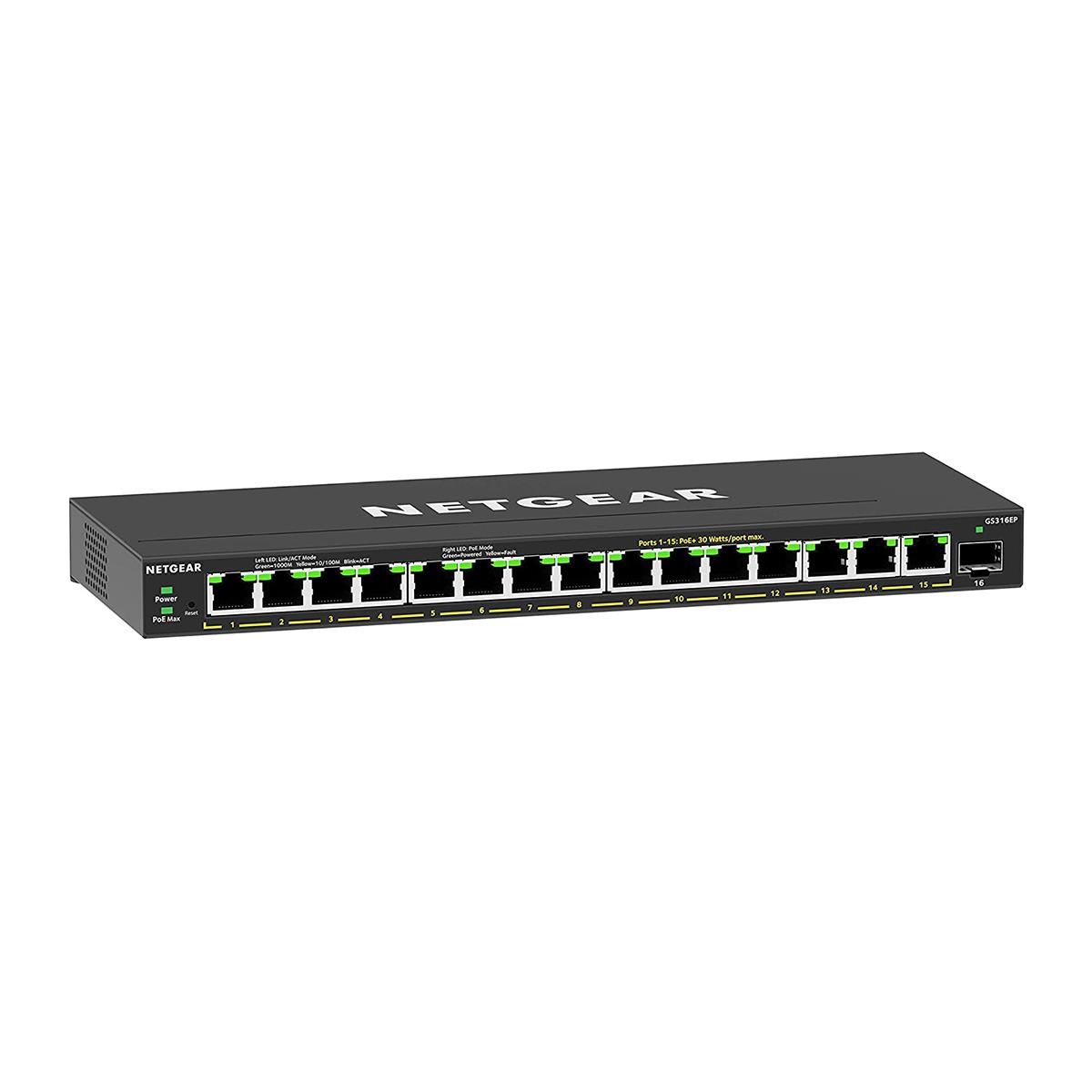 Managed Easy Smart Essentials Switch GS316EP - 16-Port GbE (180W) with 1 SFP Port