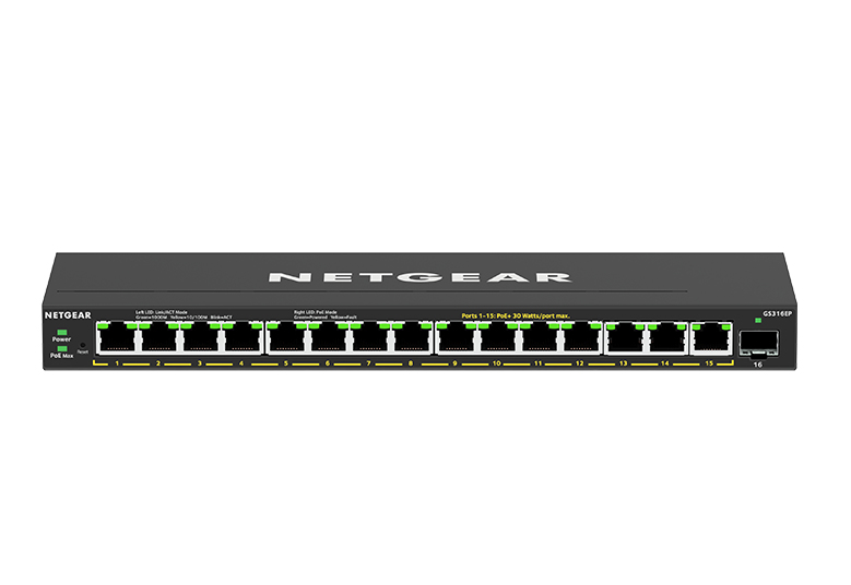 Managed Easy Smart Essentials Switch GS316EP - 16-Port GbE (180W) with 1 SFP Port