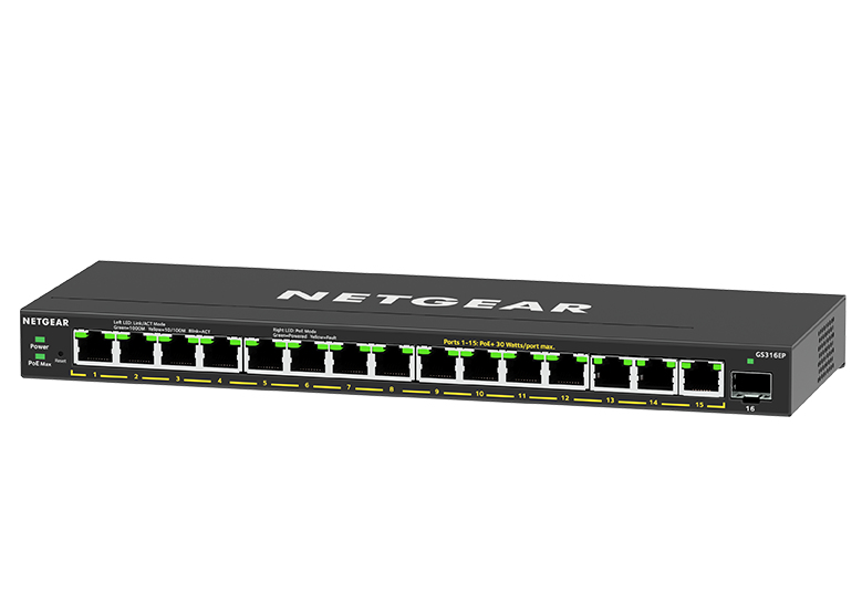 Managed Easy Smart Essentials Switch GS316EP - 16-Port GbE (180W) with 1 SFP Port