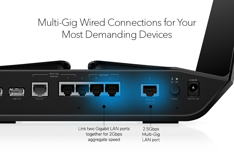 Nighthawk Tri-Band Wi-Fi 6E Router RAXE500 - AX12 12-Stream AXE11000 with 6GHz Band