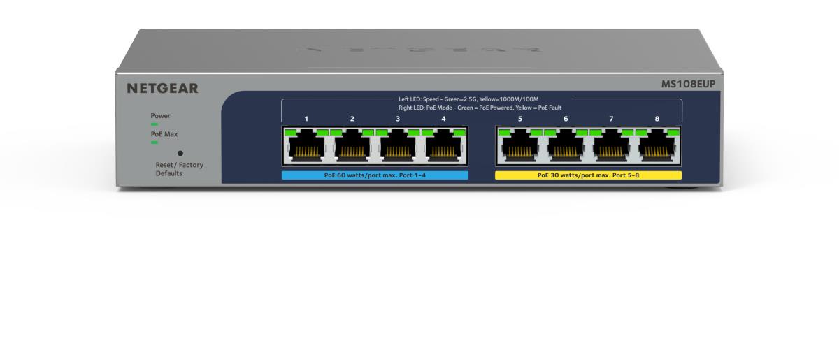 MS108EUP - 8-Port Multi-Gigabit (2.5G) Ultra60 PoE++ Ethernet Plus Switch