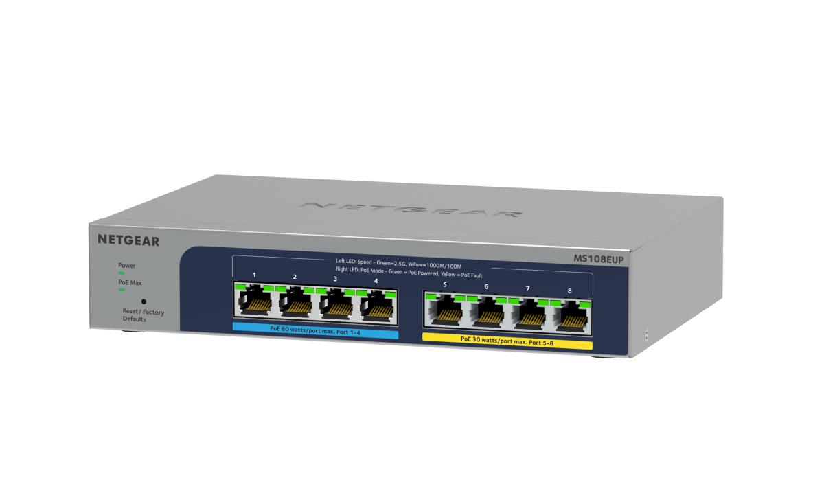 MS108EUP - 8-Port Multi-Gigabit (2.5G) Ultra60 PoE++ Ethernet Plus Switch