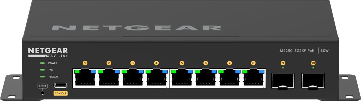AV Line Managed Desktop Switch M4250-8G2XF-PoE+ (GSM4210PX) - 8x1G PoE+ 220W and 2xSFP+ Port