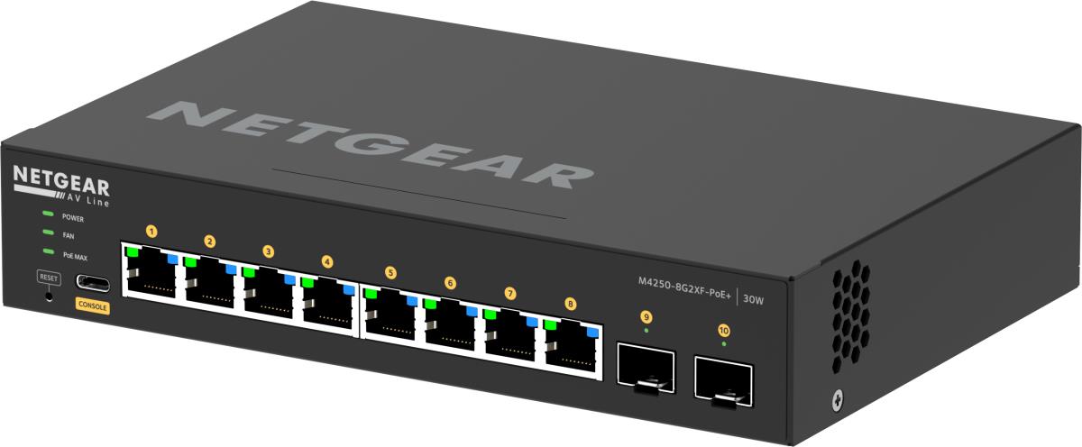 AV Line Managed Desktop Switch M4250-8G2XF-PoE+ (GSM4210PX) - 8x1G PoE+ 220W and 2xSFP+ Port