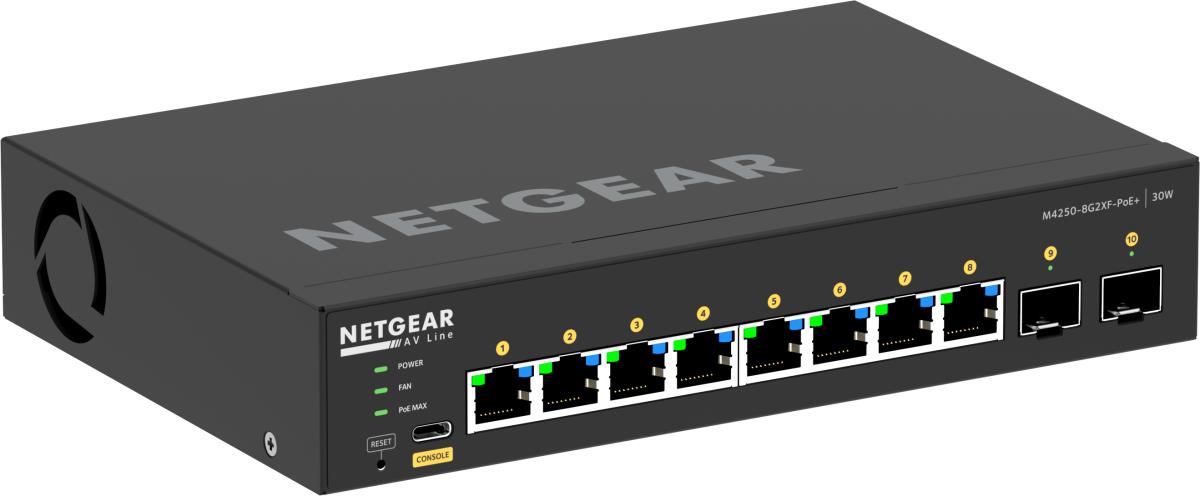 AV Line Managed Desktop Switch M4250-8G2XF-PoE+ (GSM4210PX) - 8x1G PoE+ 220W and 2xSFP+ Port
