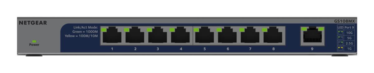 Unmanaged Switches GbE (GS108MX) 8-Port with 1 Dedicated 10G/Multi-Gig Port