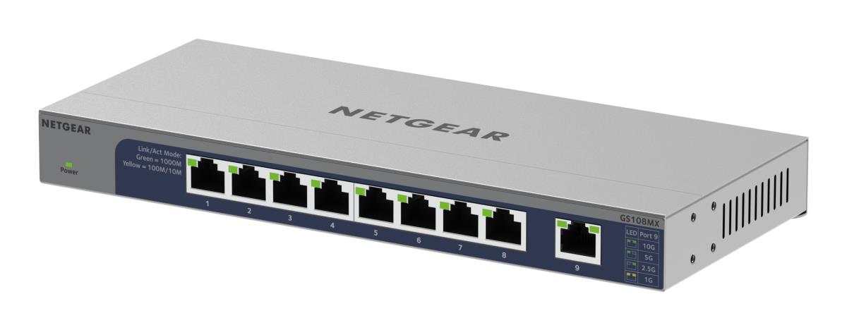 Unmanaged Switches GbE (GS108MX) 8-Port with 1 Dedicated 10G/Multi-Gig Port