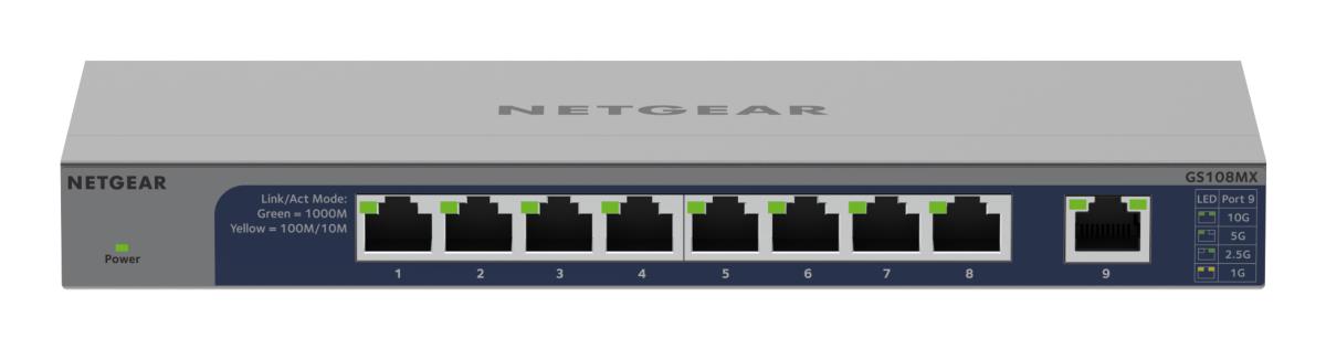 Unmanaged Switches GbE (GS108MX) 8-Port with 1 Dedicated 10G/Multi-Gig Port