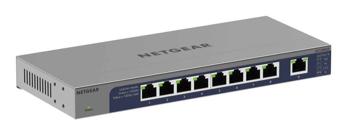 Unmanaged Switches GbE (GS108MX) 8-Port with 1 Dedicated 10G/Multi-Gig Port