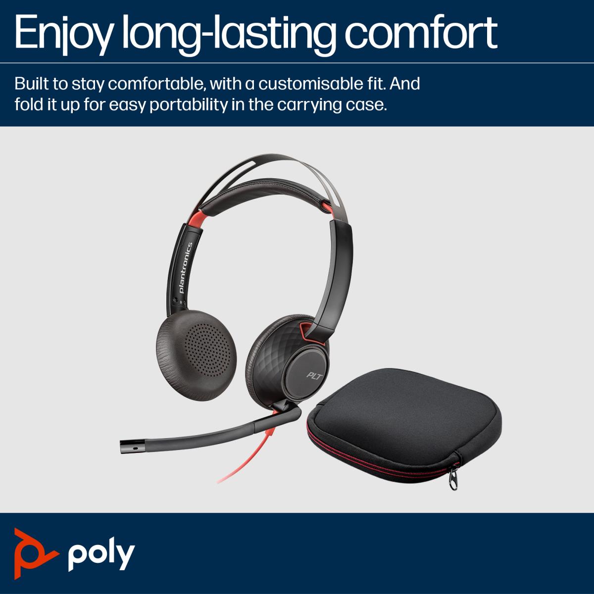 Headset Blackwire 5220 - Stereo - USB-c / 3.5mm - USB-C/A Adapter - Bulk
