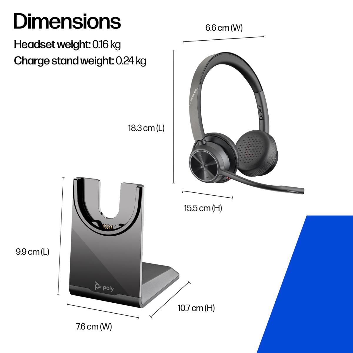 Headset Voyager 4320 Uc Microsoft - Stereo - USB-a Bluetooth With Charge Stand