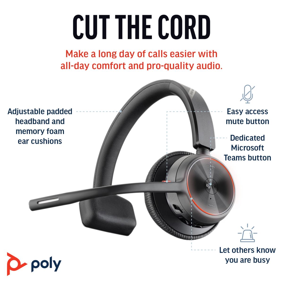 Headset Voyager 4310 Uc - Mono - USB-a Bluetooth With Charge Stand