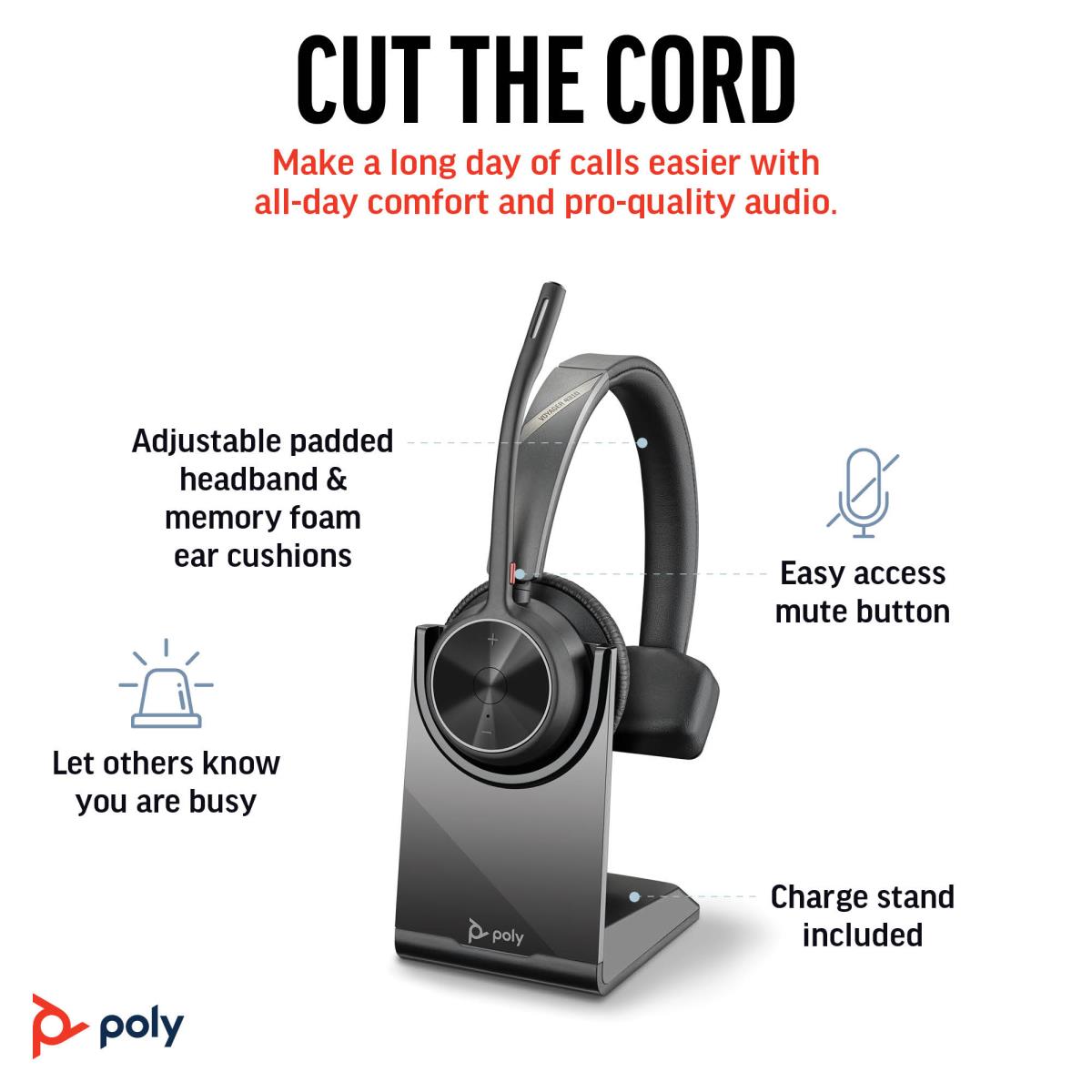 Headset Voyager 4310 Uc - Mono - USB-a Bluetooth With Charge Stand