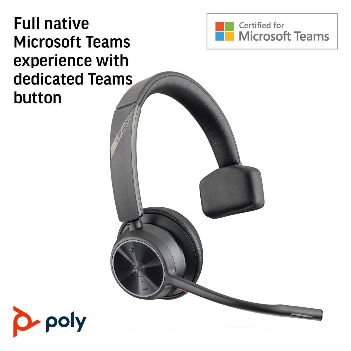 Headset Voyager 4310 Uc Microsoft - Mono - USB-c Bluetooth Without Charge Stand