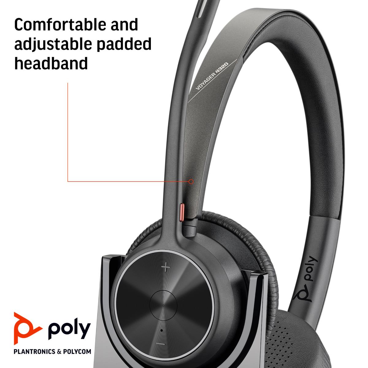 Headset Voyager 4320 Uc - Stereo - USB-a Bluetooth With Charge Stand