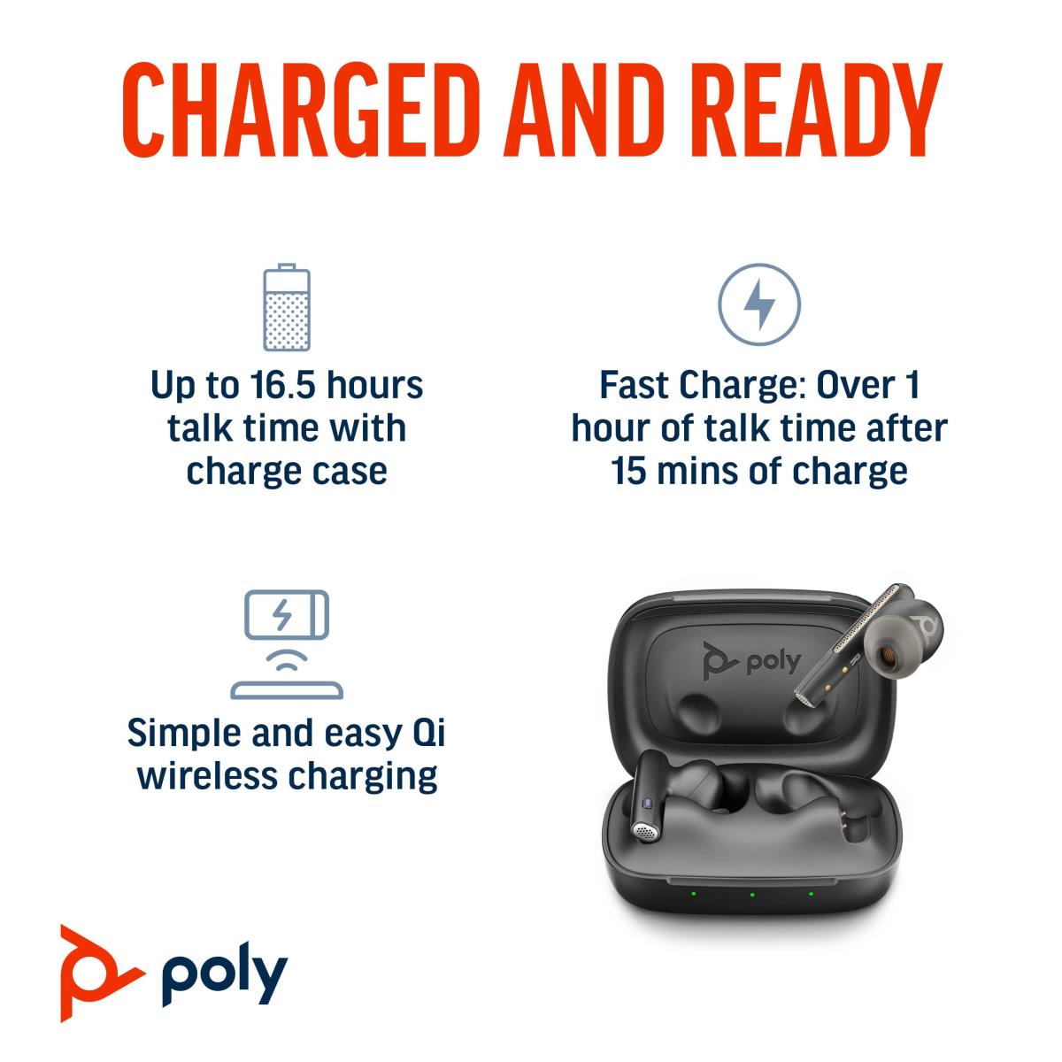 Voyager Free 60 Uc Bluetooth Wireless Earbuds - Basic Charge Case - Teams - USB-c - Black