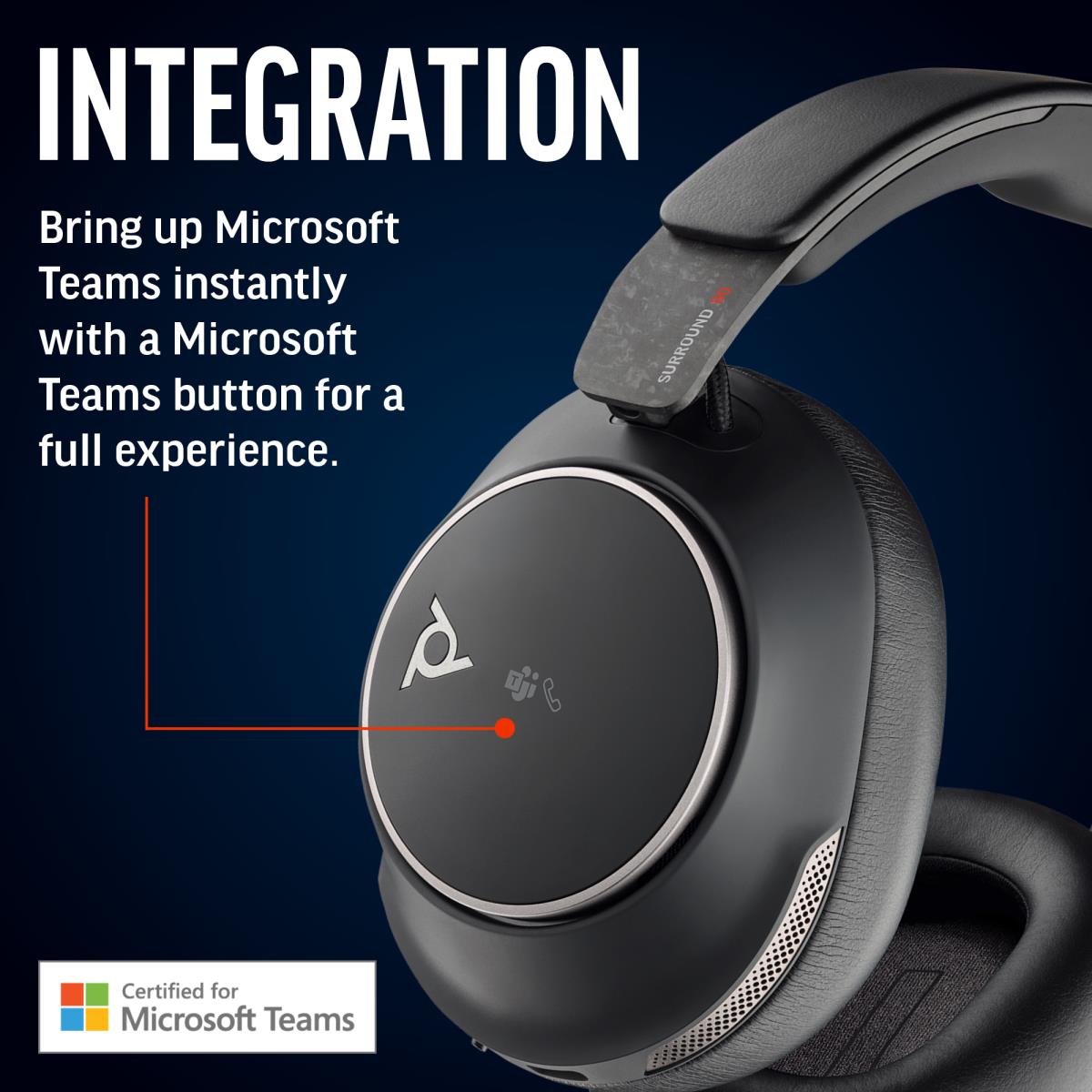 Headset Poly Voyager Surround 80 UC - Stereo - Bluetooth - USB-A / USB-C