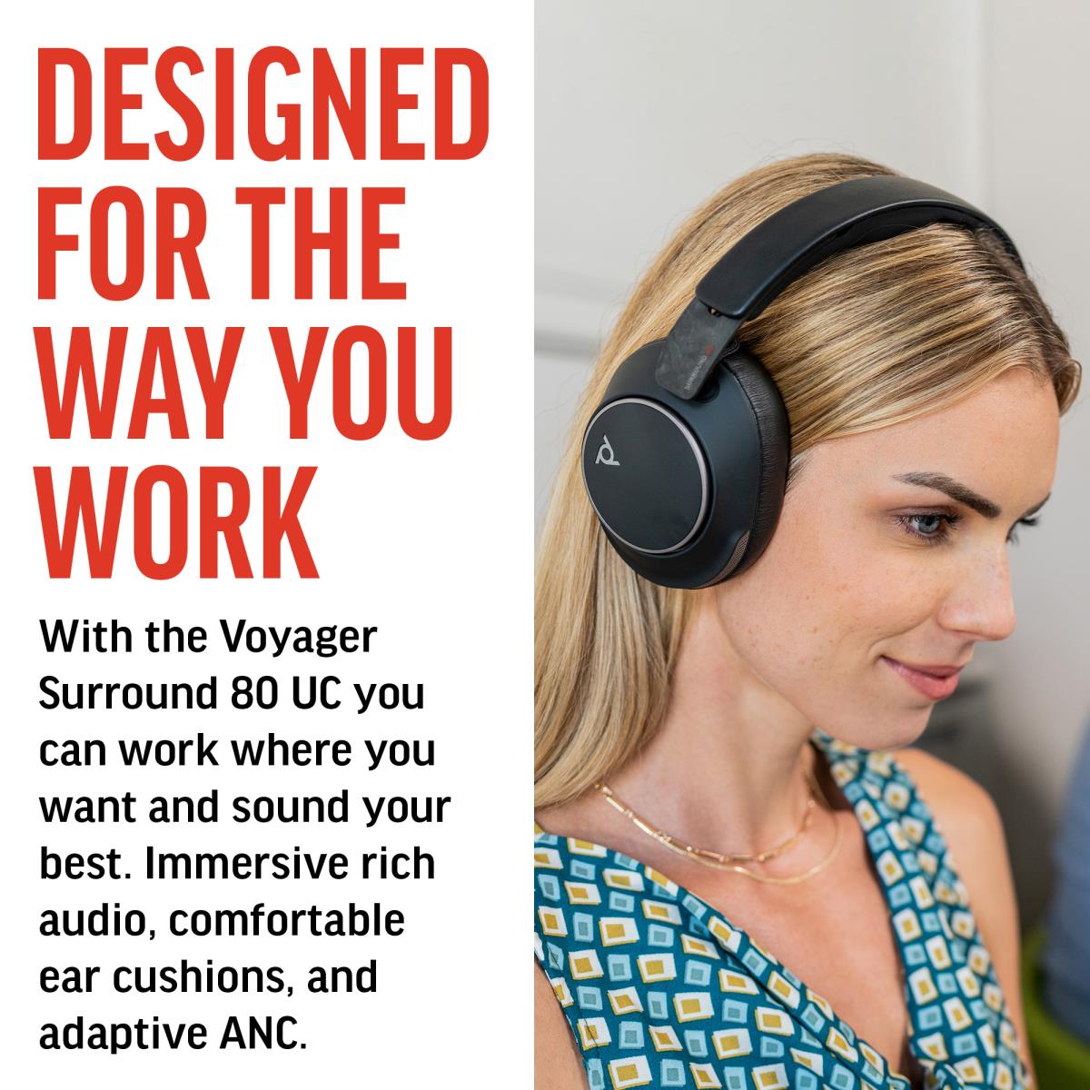 Headset Poly Voyager Surround 80 UC - Stereo - Bluetooth - USB-A / USB-C
