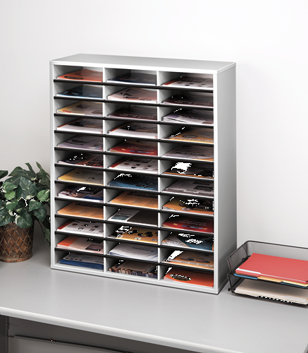 Literature Organizer - 36 Compartment Letter Dove Gray