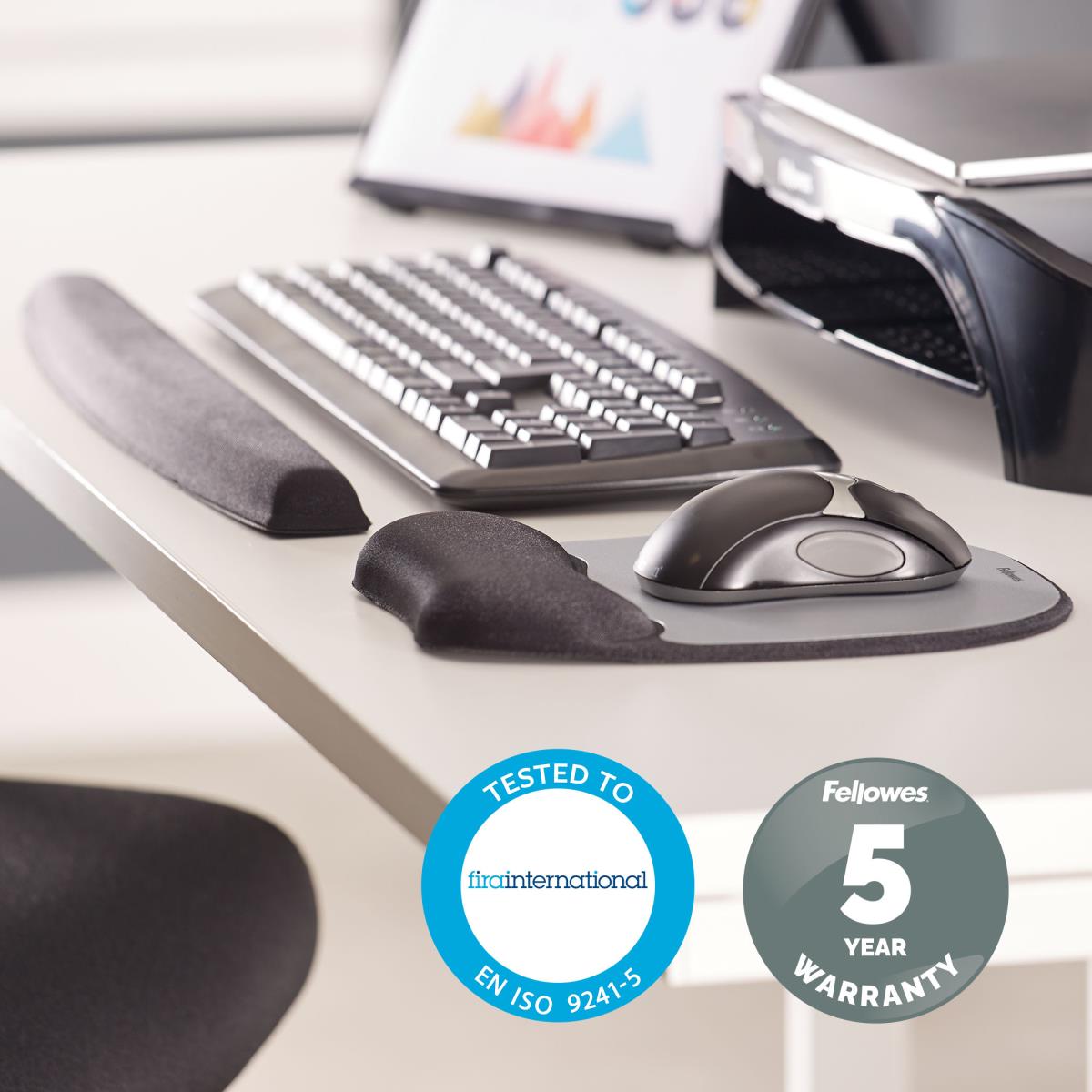 Memory Foam Mouse Pad/ Wrist Rest- Silver Streak
