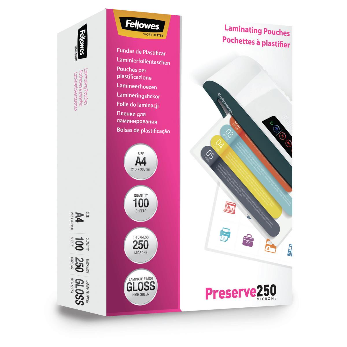 Laminating Pouch A4 250mic 100pk