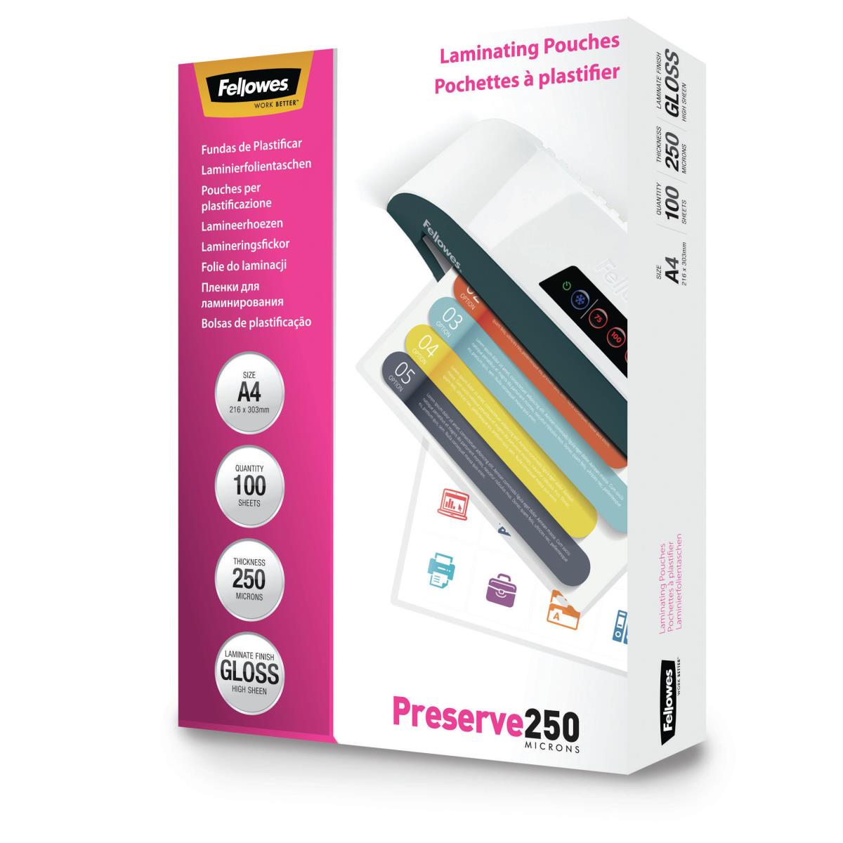 Laminating Pouch A4 250mic 100pk