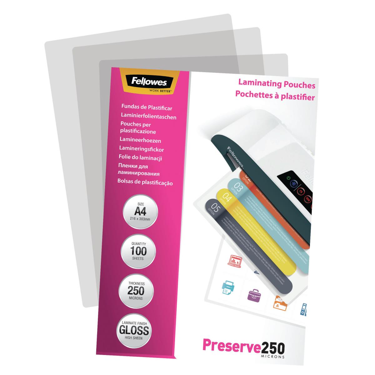 Laminating Pouch A4 250mic 100pk