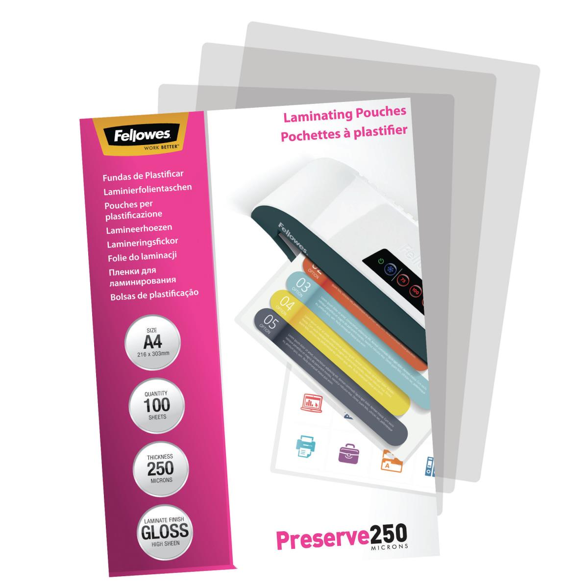 Laminating Pouch A4 250mic 100pk