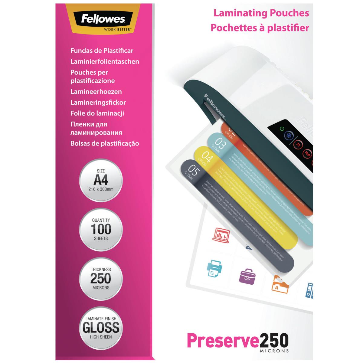 Laminating Pouch A4 250mic 100pk