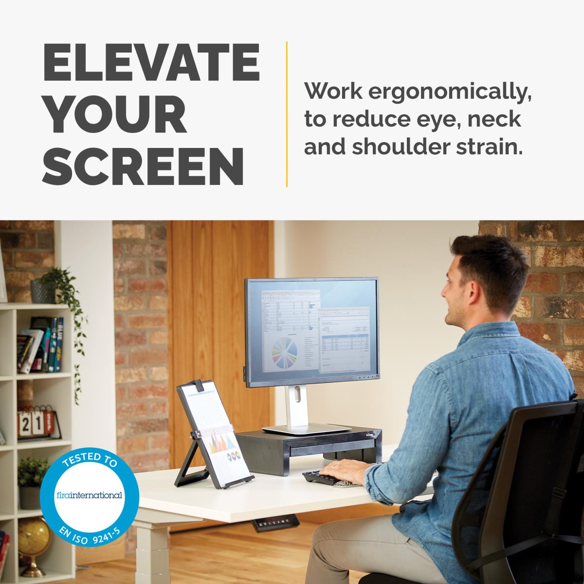 Raises Monitors Up To 21in Or 40 Lbs. To Comfortable Viewing Height While Maximi