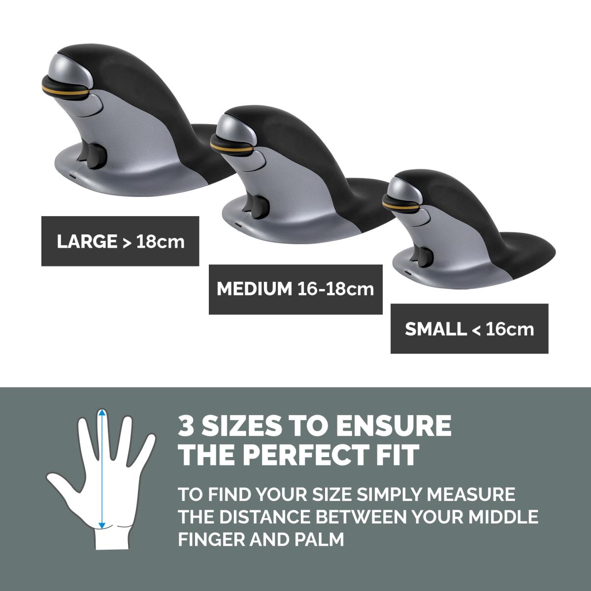 Penguin Ambidextrous Vertical Mouse - Medium Wireless